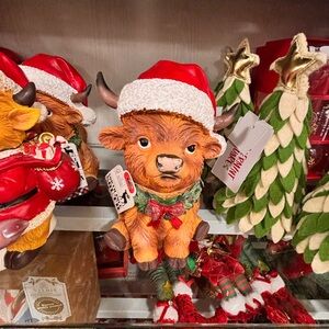 Festive Highland Cow Christmas figure